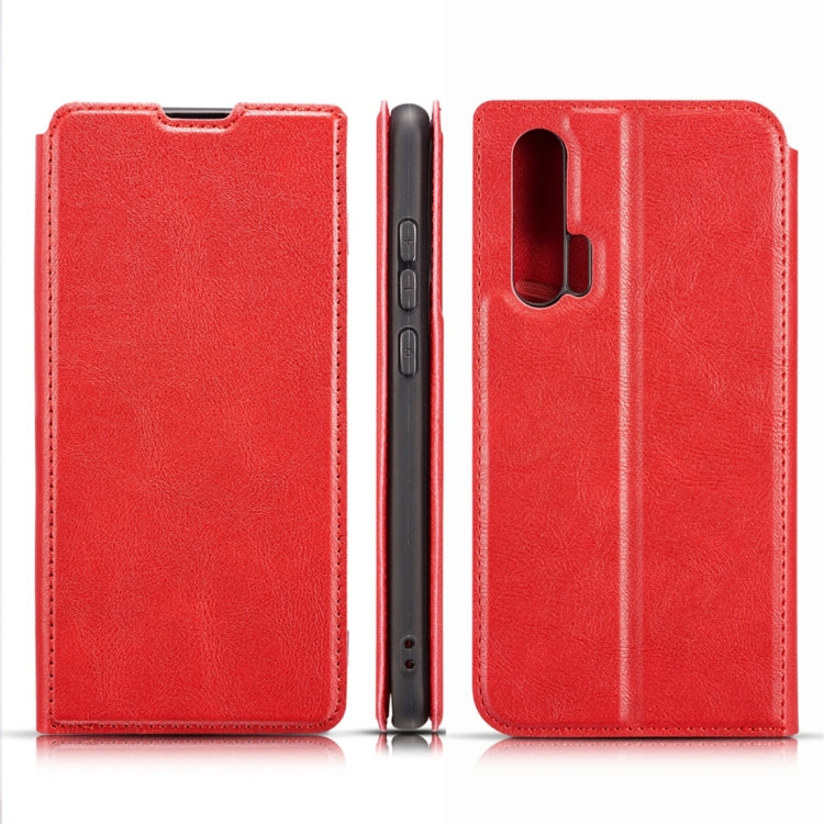 Retro Simple Ultra-thin Magnetic Horizontal Flip Leather Case for Huawei Honor 20 Pro, with Holder & Card Slots & Lanyard