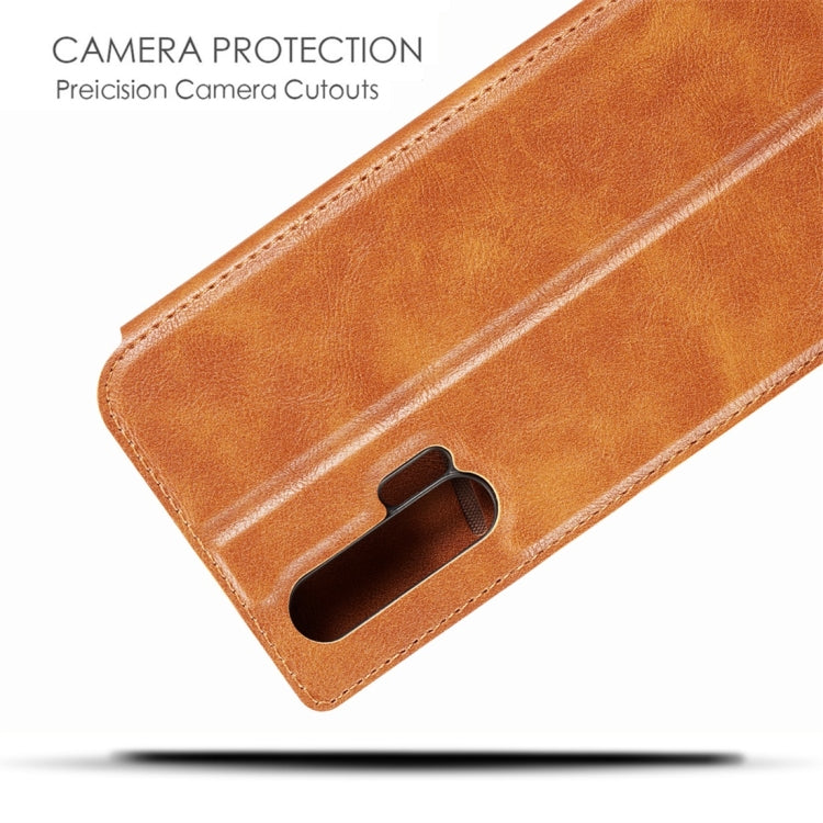 Retro Simple Ultra-thin Magnetic Horizontal Flip Leather Case for Huawei Honor 20 Pro, with Holder & Card Slots & Lanyard