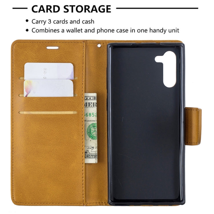 Retro Lambskin Texture Pure Color Horizontal Flip PU Leather Case with Holder & Card Slots & Wallet & Lanyard for Galaxy Note10