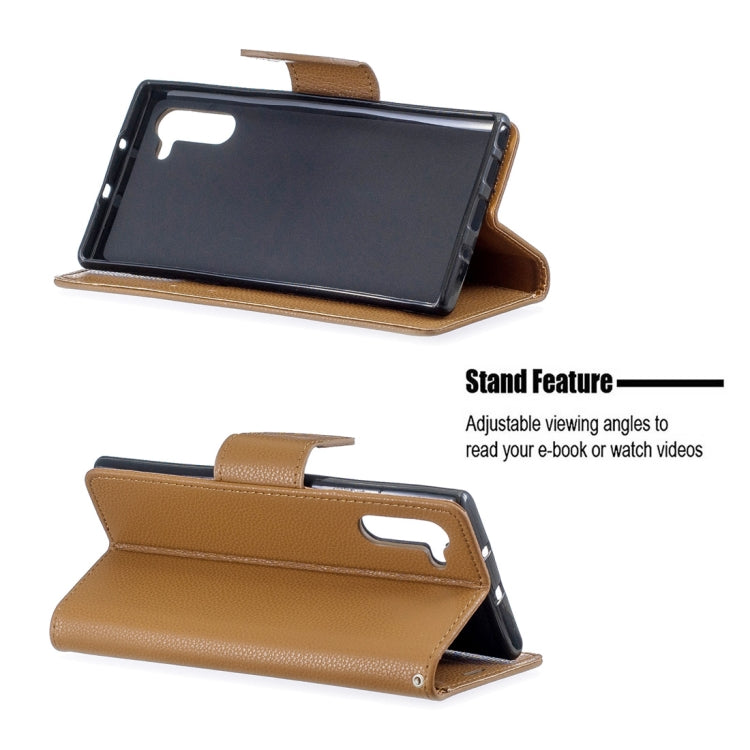 Litchi Texture Pure Color Horizontal Flip PU Leather Case with Holder & Card Slots & Wallet & Lanyard for Galaxy Note10