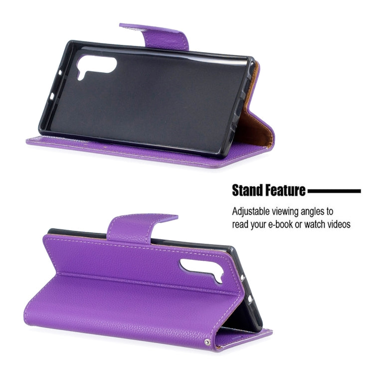 Litchi Texture Pure Color Horizontal Flip PU Leather Case with Holder & Card Slots & Wallet & Lanyard for Galaxy Note10