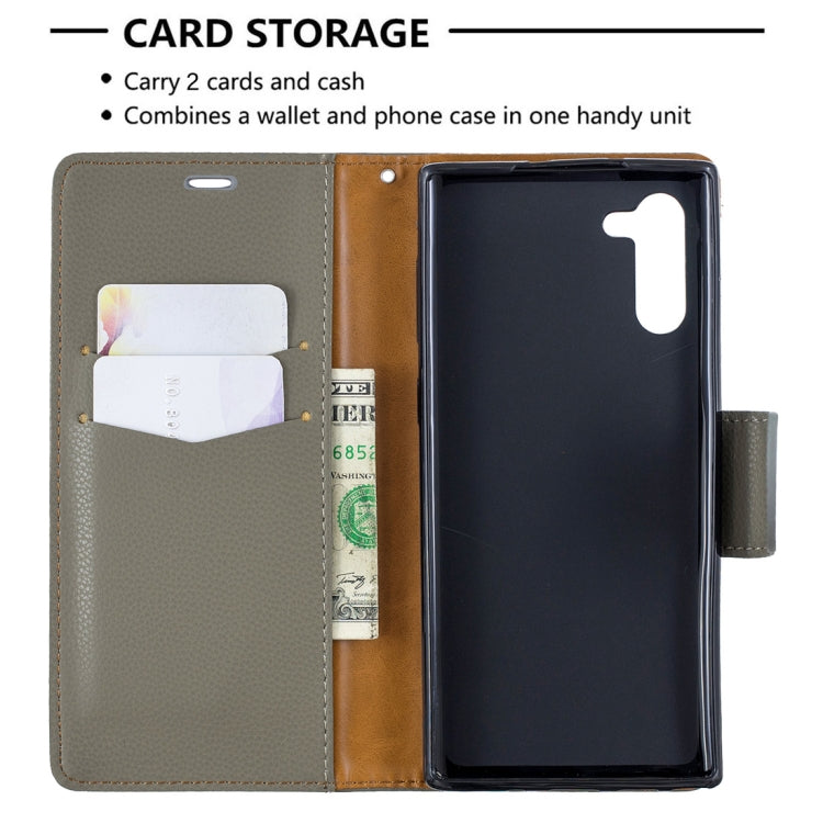 Litchi Texture Pure Color Horizontal Flip PU Leather Case with Holder & Card Slots & Wallet & Lanyard for Galaxy Note10