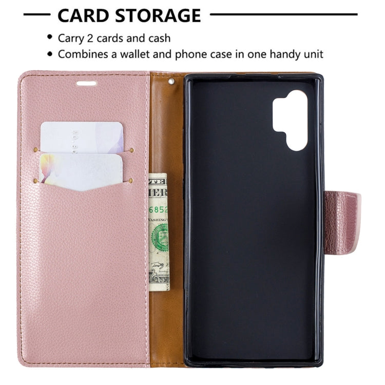 Litchi Texture Pure Color Horizontal Flip PU Leather Case with Holder & Card Slots & Wallet & Lanyard for Galaxy Note10+