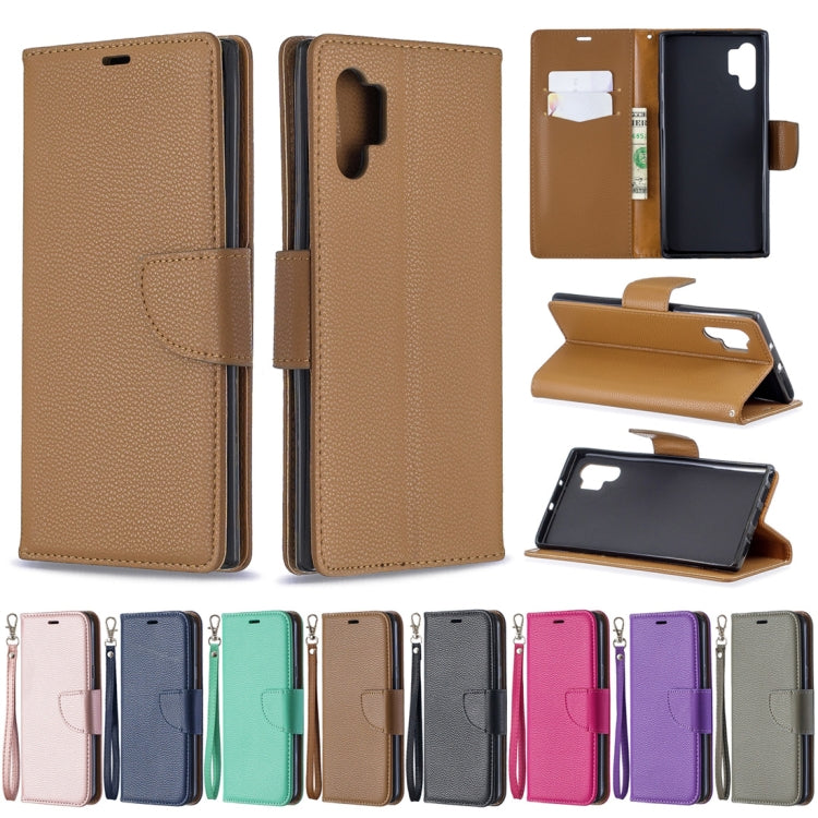 Litchi Texture Pure Color Horizontal Flip PU Leather Case with Holder & Card Slots & Wallet & Lanyard for Galaxy Note10+