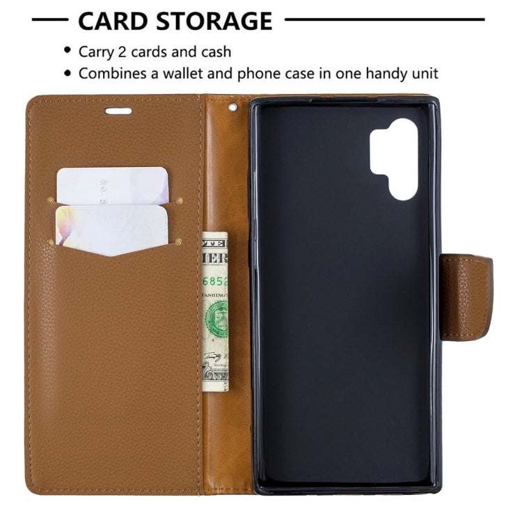 Litchi Texture Pure Color Horizontal Flip PU Leather Case with Holder & Card Slots & Wallet & Lanyard for Galaxy Note10+