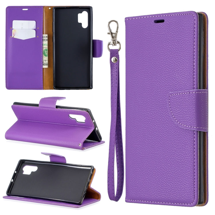 Litchi Texture Pure Color Horizontal Flip PU Leather Case with Holder & Card Slots & Wallet & Lanyard for Galaxy Note10+