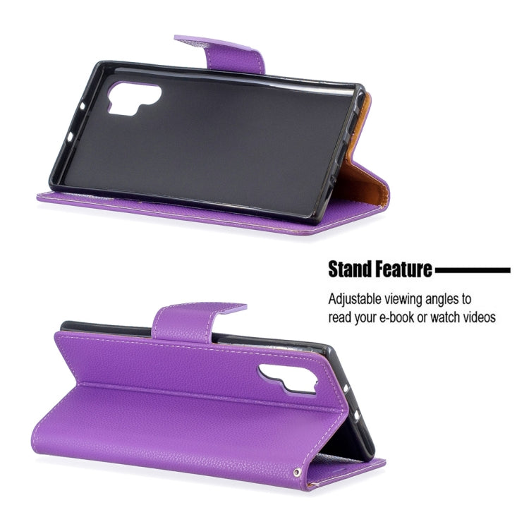 Litchi Texture Pure Color Horizontal Flip PU Leather Case with Holder & Card Slots & Wallet & Lanyard for Galaxy Note10+