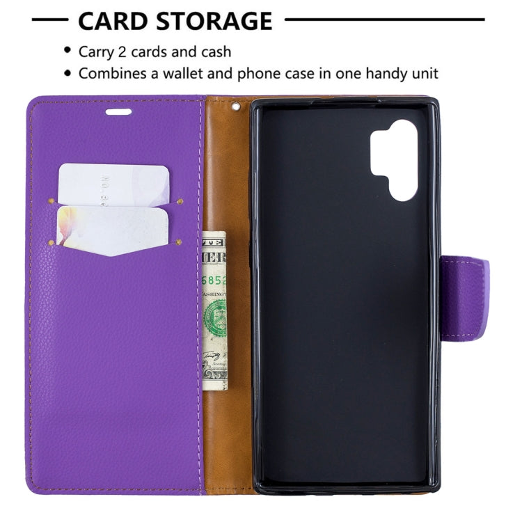 Litchi Texture Pure Color Horizontal Flip PU Leather Case with Holder & Card Slots & Wallet & Lanyard for Galaxy Note10+