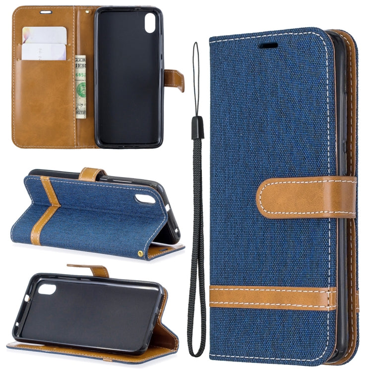 Color Matching Denim Texture Horizontal Flip Leather Case with Holder & Card Slots & Wallet & Lanyard for Xiaomi Redmi 7A