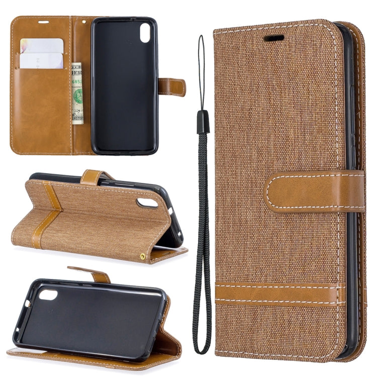 Color Matching Denim Texture Horizontal Flip Leather Case with Holder & Card Slots & Wallet & Lanyard for Xiaomi Redmi 7A