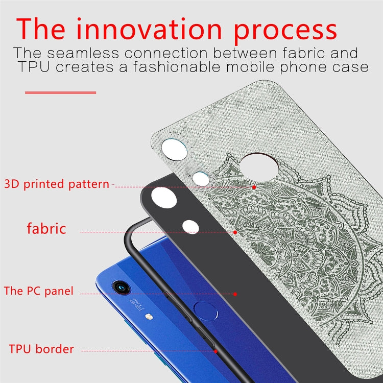 Embossed Mandala Pattern Magnetic PC + TPU + Fabric Shockproof Case for Huawei Honor 8A Pro