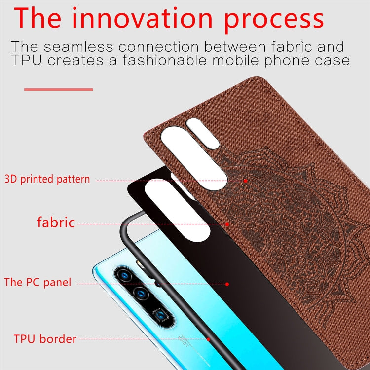 Embossed Mandala Pattern Magnetic PC + TPU + Fabric Shockproof Case for Huawei P30 Pro