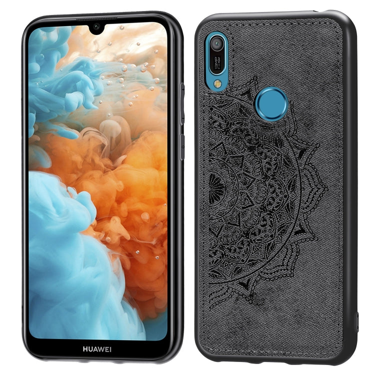 Embossed Mandala Pattern Magnetic PC + TPU + Fabric Shockproof Case for Huawei Y6 (2019) with Fingerprint Hole