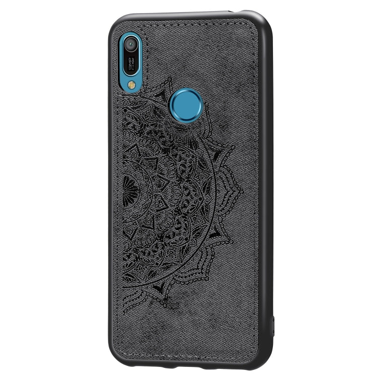 Embossed Mandala Pattern Magnetic PC + TPU + Fabric Shockproof Case for Huawei Y6 (2019) with Fingerprint Hole