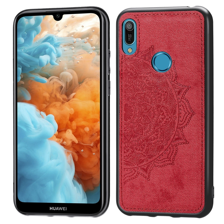Embossed Mandala Pattern Magnetic PC + TPU + Fabric Shockproof Case for Huawei Y6 (2019) with Fingerprint Hole