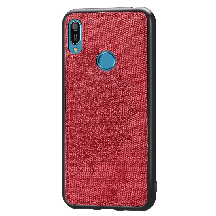 Embossed Mandala Pattern Magnetic PC + TPU + Fabric Shockproof Case for Huawei Y6 (2019) with Fingerprint Hole