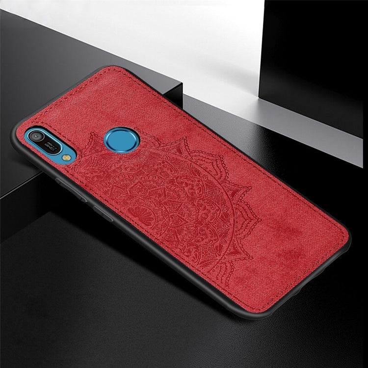 Embossed Mandala Pattern Magnetic PC + TPU + Fabric Shockproof Case for Huawei Y6 (2019) with Fingerprint Hole