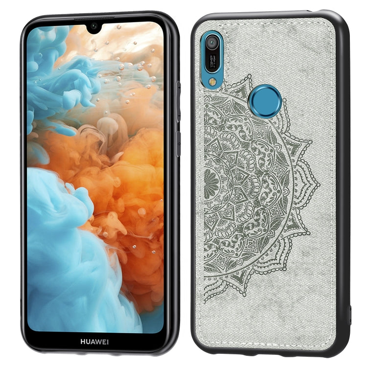 Embossed Mandala Pattern Magnetic PC + TPU + Fabric Shockproof Case for Huawei Y6 (2019) with Fingerprint Hole