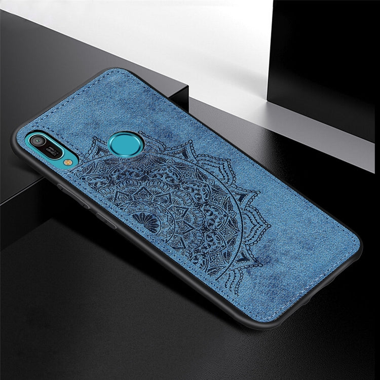 Embossed Mandala Pattern Magnetic PC + TPU + Fabric Shockproof Case for Huawei Y6 (2019) with Fingerprint Hole