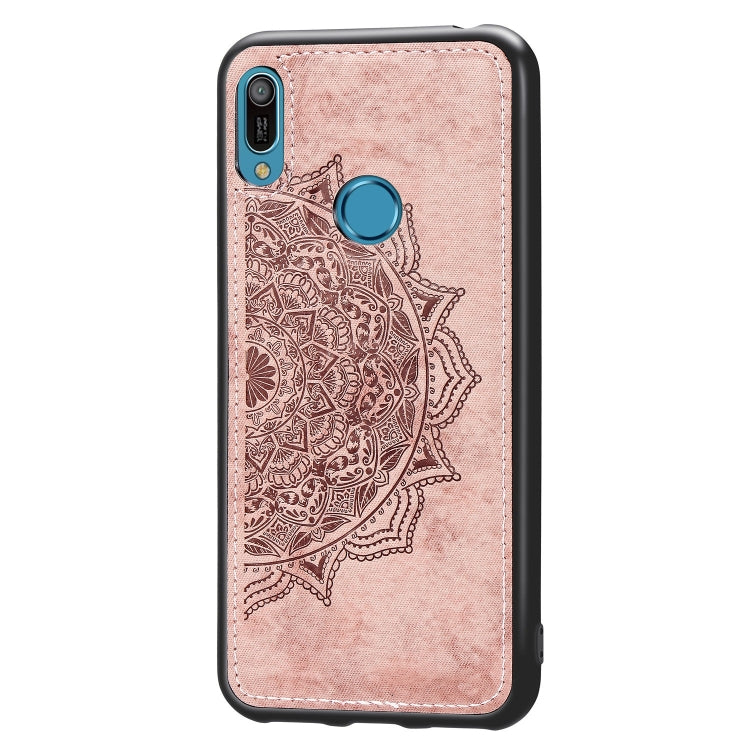 Embossed Mandala Pattern Magnetic PC + TPU + Fabric Shockproof Case for Huawei Y6 (2019) with Fingerprint Hole