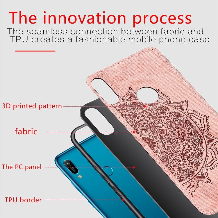 Embossed Mandala Pattern Magnetic PC + TPU + Fabric Shockproof Case for Huawei Y6 (2019) with Fingerprint Hole