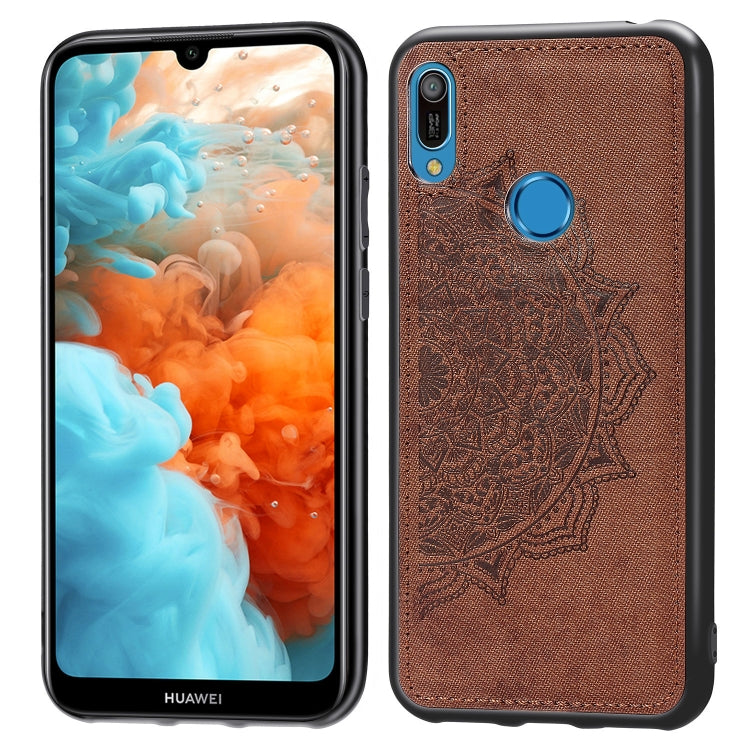 Embossed Mandala Pattern Magnetic PC + TPU + Fabric Shockproof Case for Huawei Y6 (2019) with Fingerprint Hole