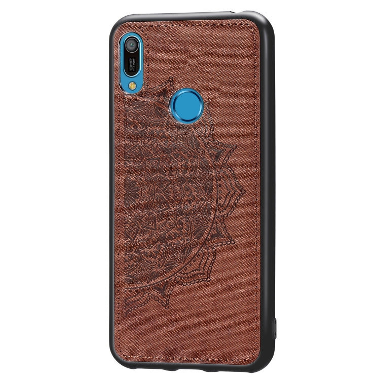 Embossed Mandala Pattern Magnetic PC + TPU + Fabric Shockproof Case for Huawei Y6 (2019) with Fingerprint Hole