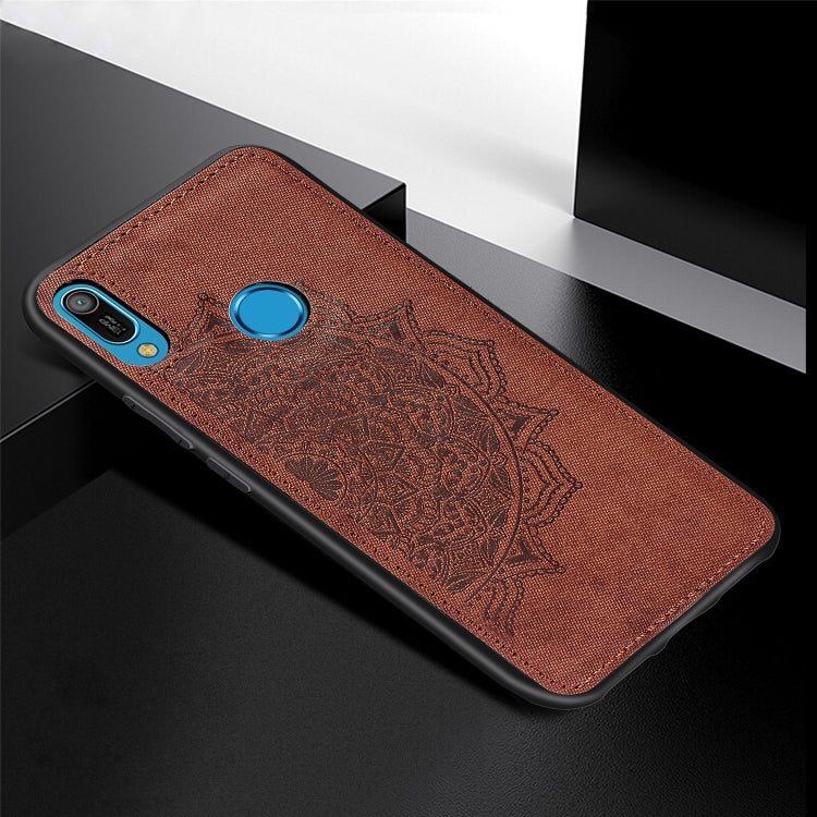 Embossed Mandala Pattern Magnetic PC + TPU + Fabric Shockproof Case for Huawei Y6 (2019) with Fingerprint Hole