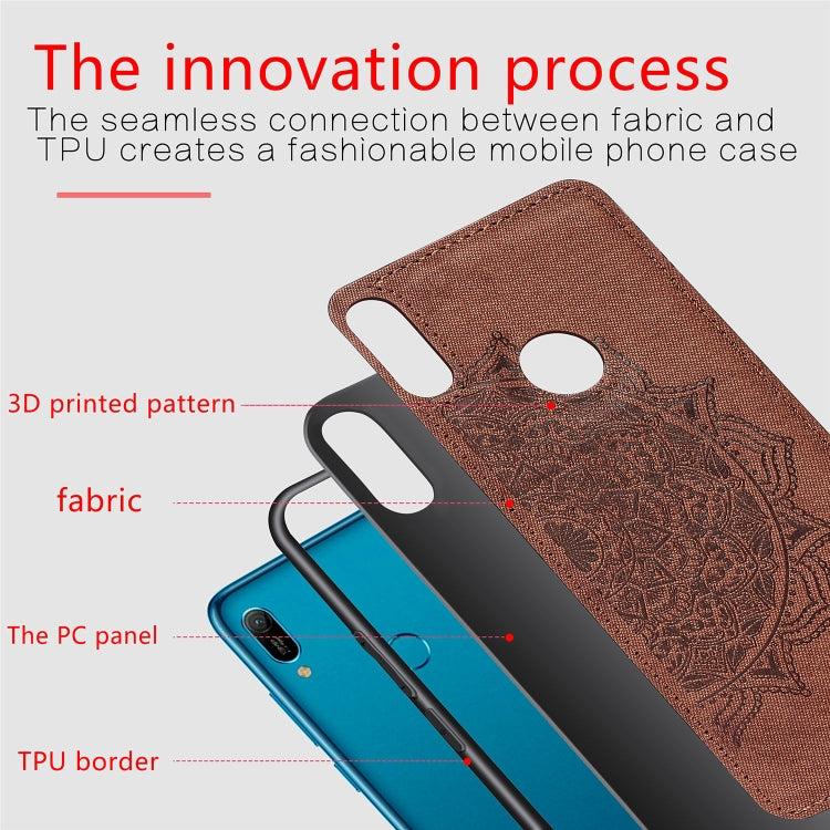 Embossed Mandala Pattern Magnetic PC + TPU + Fabric Shockproof Case for Huawei Y6 (2019) with Fingerprint Hole