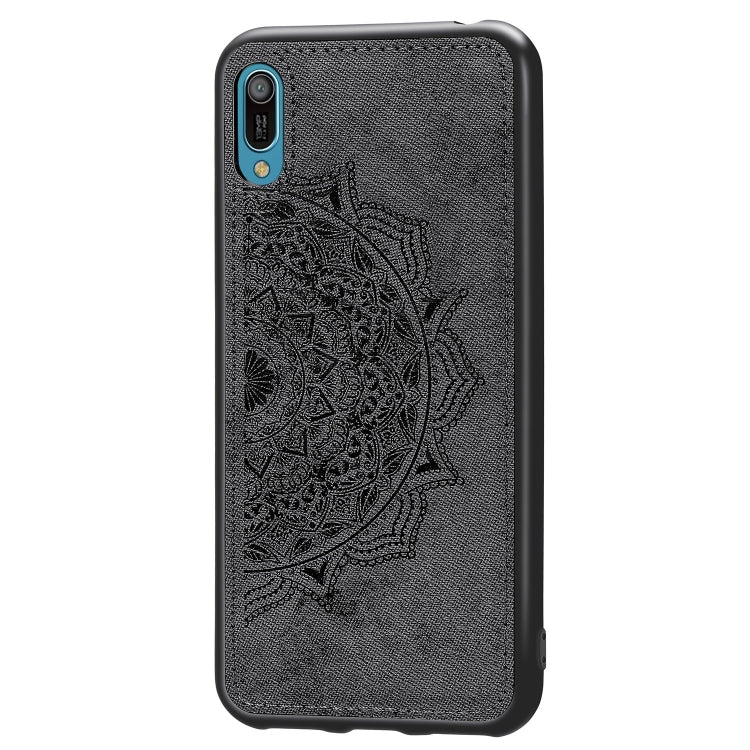 Embossed Mandala Pattern Magnetic PC + TPU + Fabric Shockproof Case for Huawei Y6 Pro (2019) without Fingerprint Hole