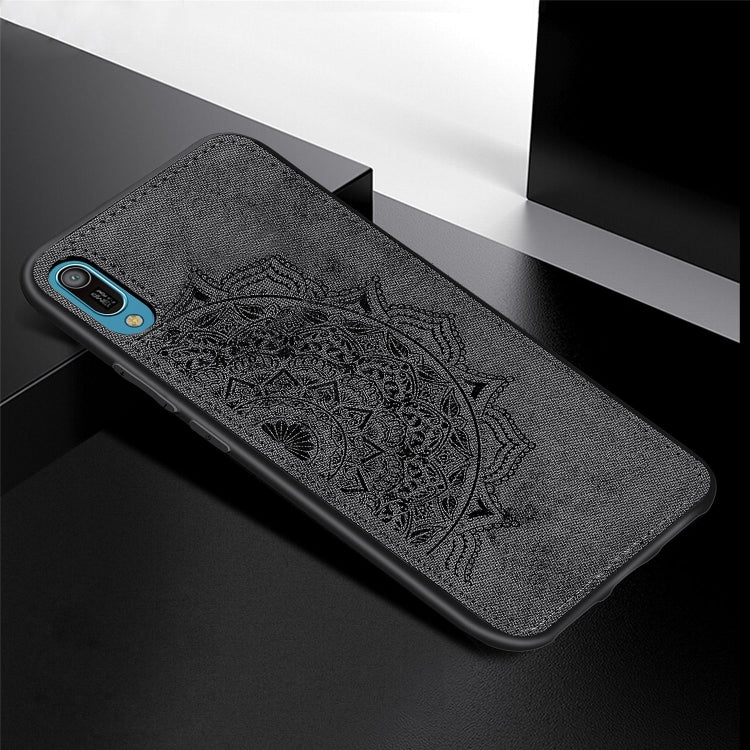 Embossed Mandala Pattern Magnetic PC + TPU + Fabric Shockproof Case for Huawei Y6 Pro (2019) without Fingerprint Hole
