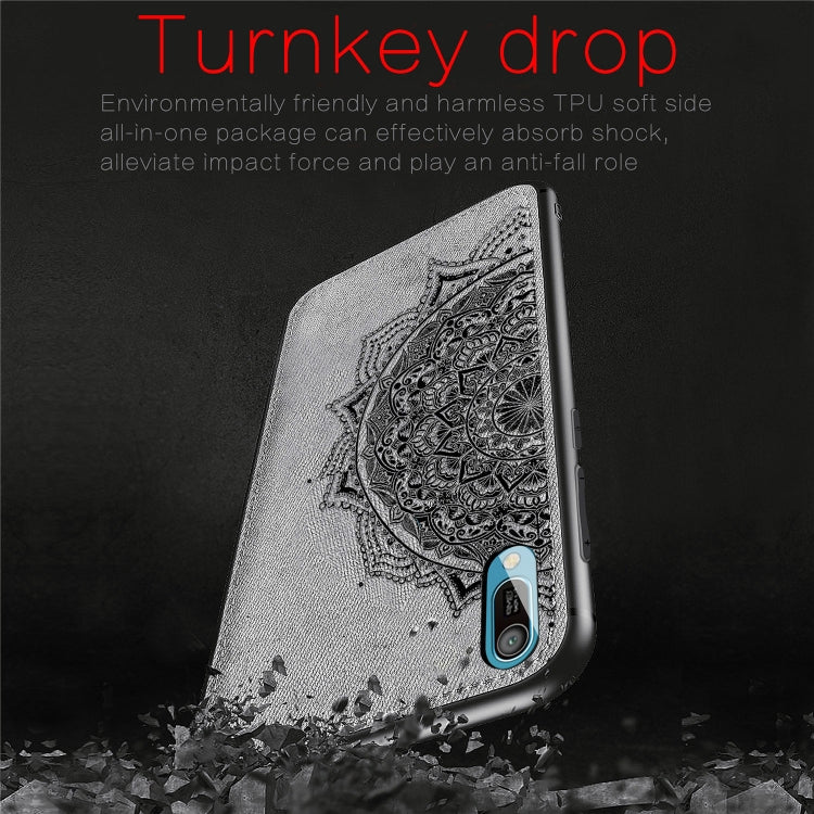Embossed Mandala Pattern Magnetic PC + TPU + Fabric Shockproof Case for Huawei Y6 Pro (2019) without Fingerprint Hole