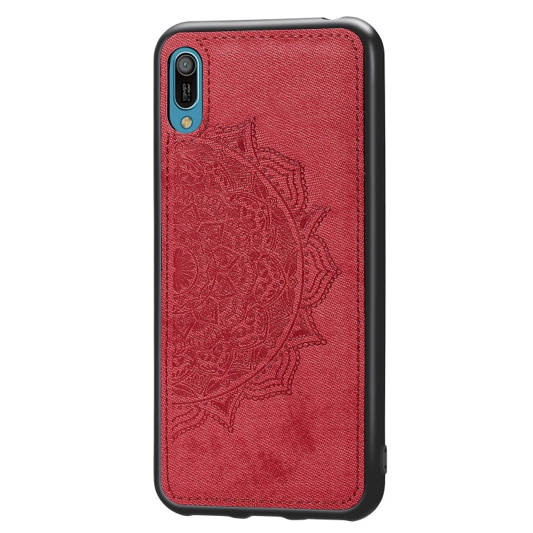 Embossed Mandala Pattern Magnetic PC + TPU + Fabric Shockproof Case for Huawei Y6 Pro (2019) without Fingerprint Hole