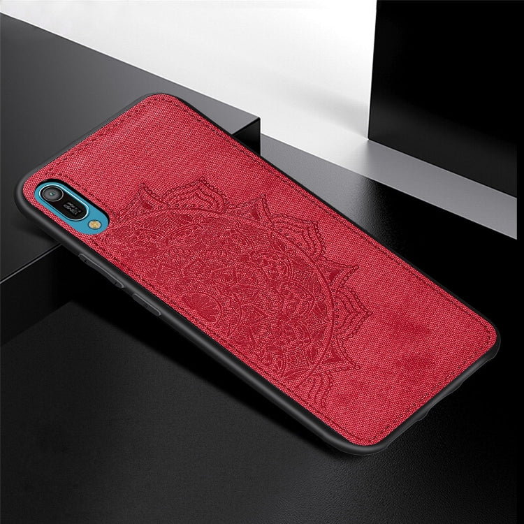 Embossed Mandala Pattern Magnetic PC + TPU + Fabric Shockproof Case for Huawei Y6 Pro (2019) without Fingerprint Hole