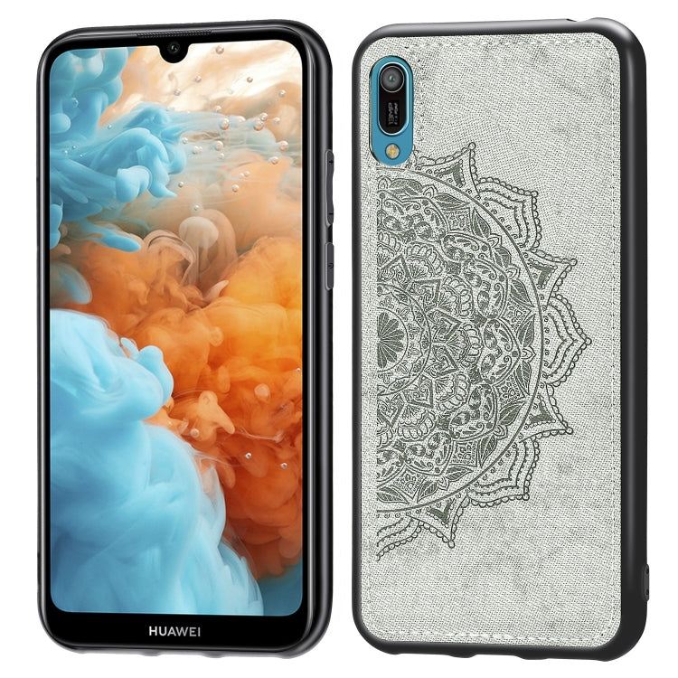 Embossed Mandala Pattern Magnetic PC + TPU + Fabric Shockproof Case for Huawei Y6 Pro (2019) without Fingerprint Hole
