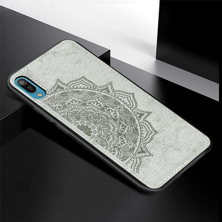 Embossed Mandala Pattern Magnetic PC + TPU + Fabric Shockproof Case for Huawei Y6 Pro (2019) without Fingerprint Hole