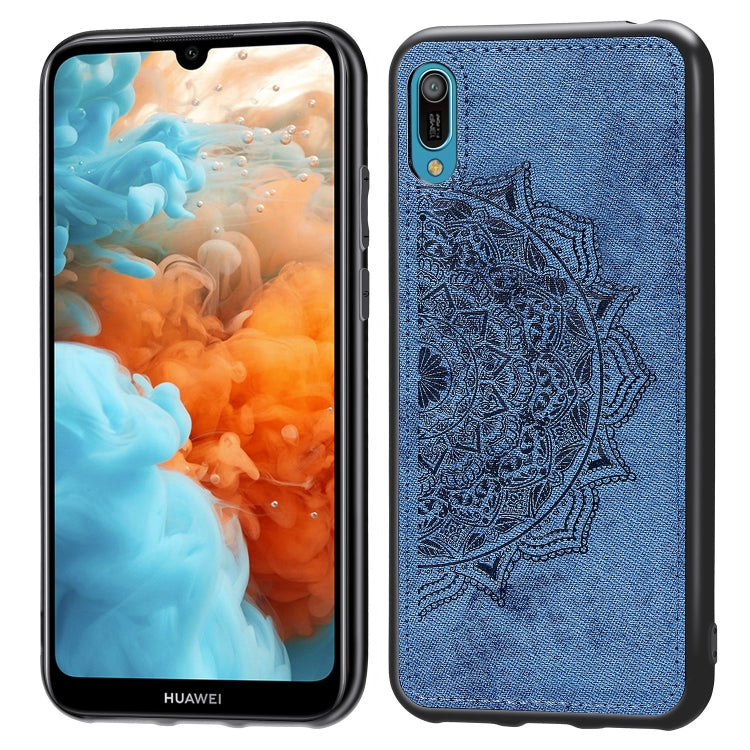 Embossed Mandala Pattern Magnetic PC + TPU + Fabric Shockproof Case for Huawei Y6 Pro (2019) without Fingerprint Hole