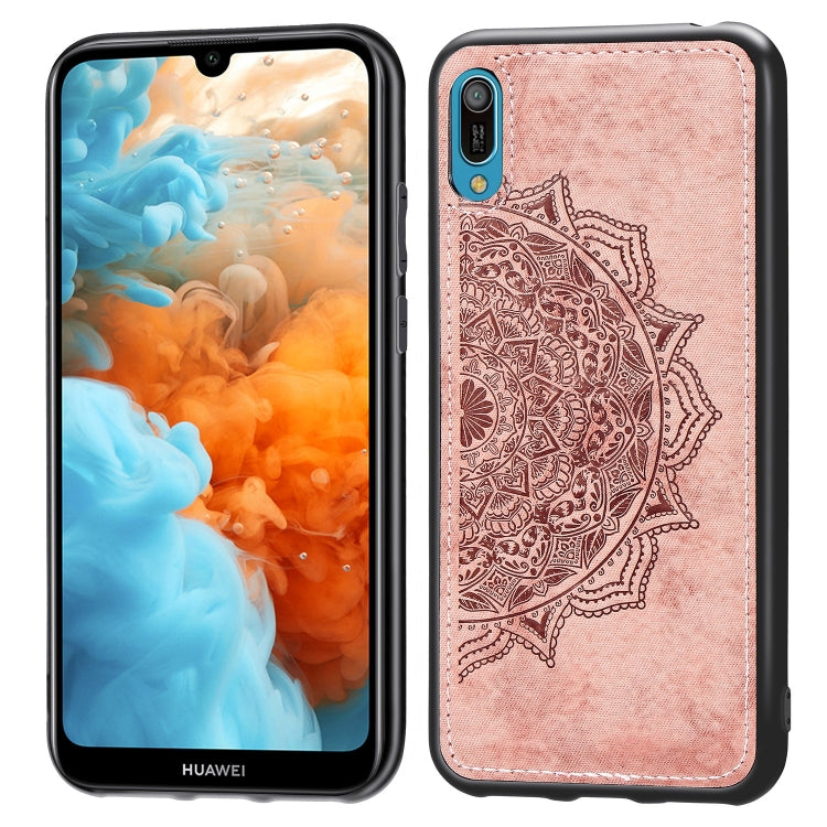 Embossed Mandala Pattern Magnetic PC + TPU + Fabric Shockproof Case for Huawei Y6 Pro (2019) without Fingerprint Hole