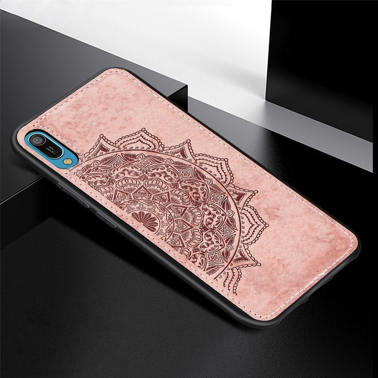 Embossed Mandala Pattern Magnetic PC + TPU + Fabric Shockproof Case for Huawei Y6 Pro (2019) without Fingerprint Hole
