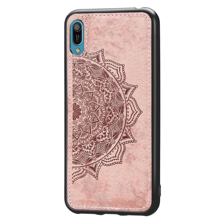 Embossed Mandala Pattern Magnetic PC + TPU + Fabric Shockproof Case for Huawei Y6 Pro (2019) without Fingerprint Hole