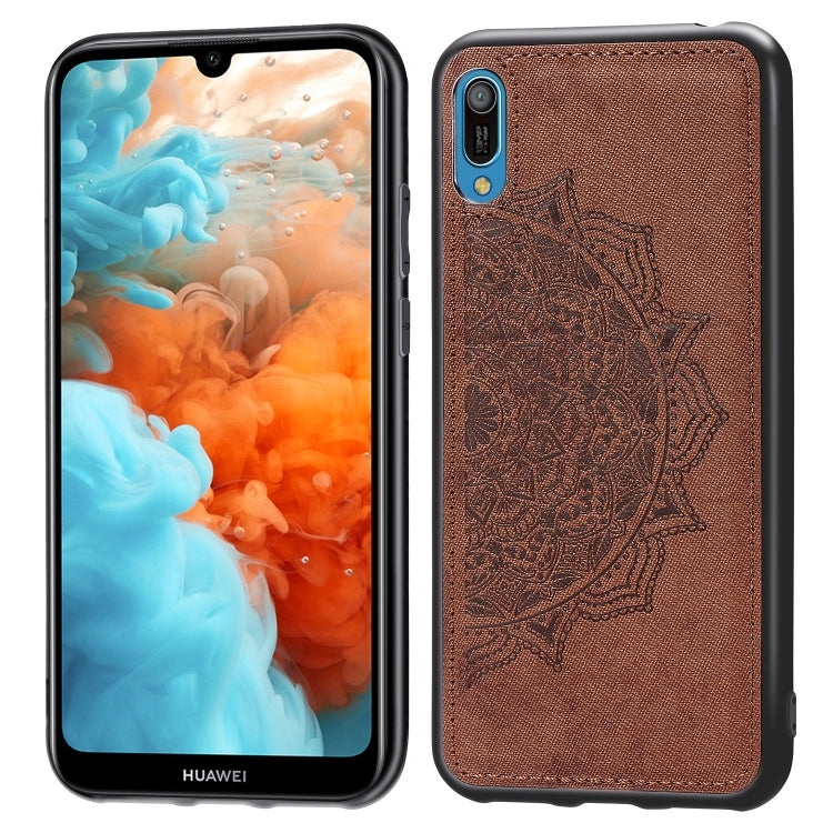 Embossed Mandala Pattern Magnetic PC + TPU + Fabric Shockproof Case for Huawei Y6 Pro (2019) without Fingerprint Hole