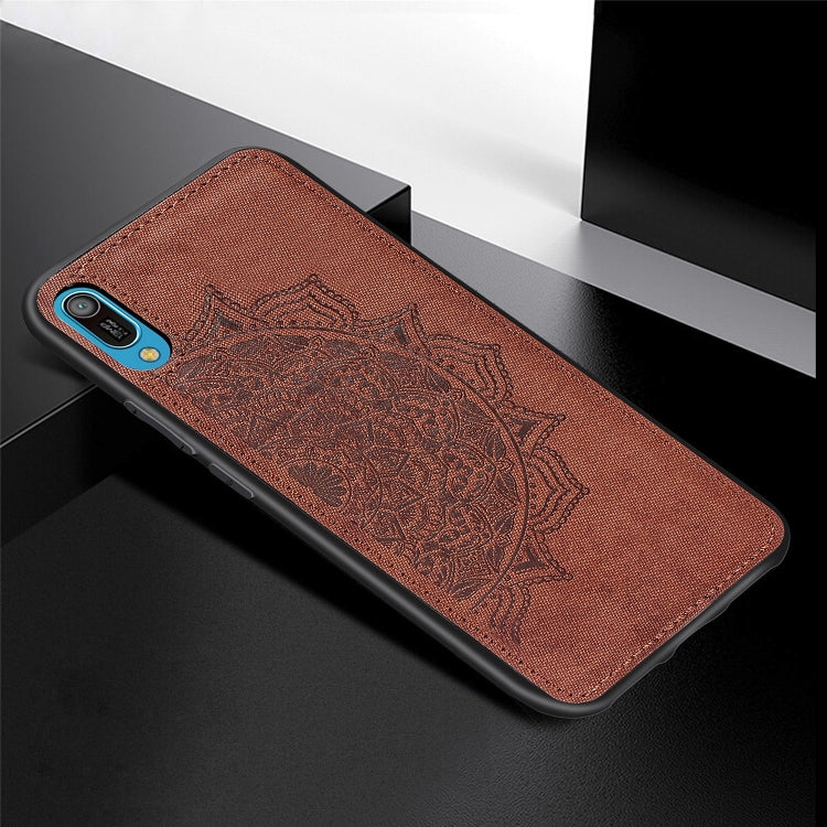 Embossed Mandala Pattern Magnetic PC + TPU + Fabric Shockproof Case for Huawei Y6 Pro (2019) without Fingerprint Hole