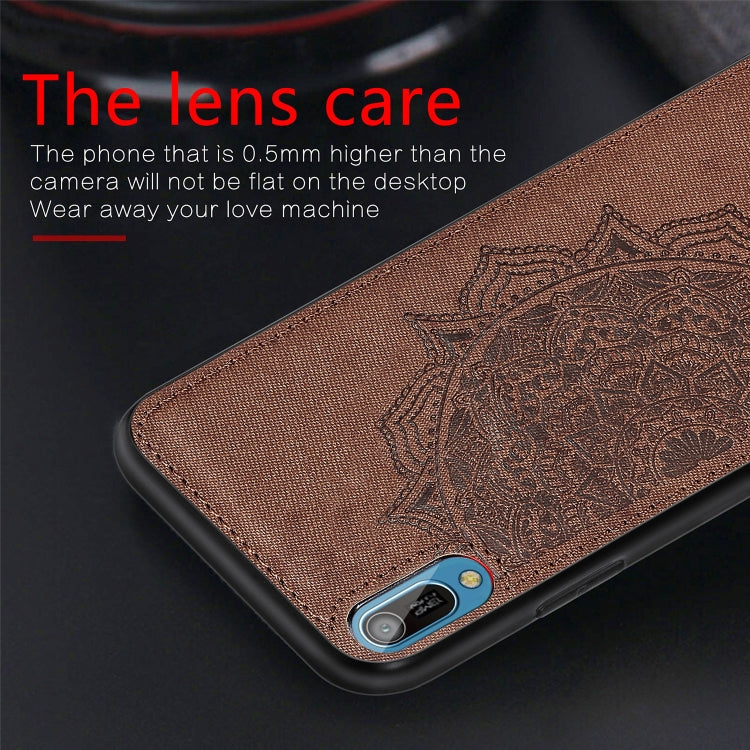 Embossed Mandala Pattern Magnetic PC + TPU + Fabric Shockproof Case for Huawei Y6 Pro (2019) without Fingerprint Hole