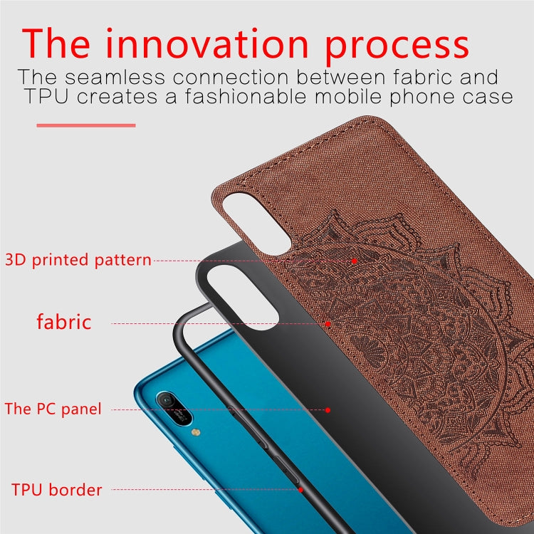 Embossed Mandala Pattern Magnetic PC + TPU + Fabric Shockproof Case for Huawei Y6 Pro (2019) without Fingerprint Hole