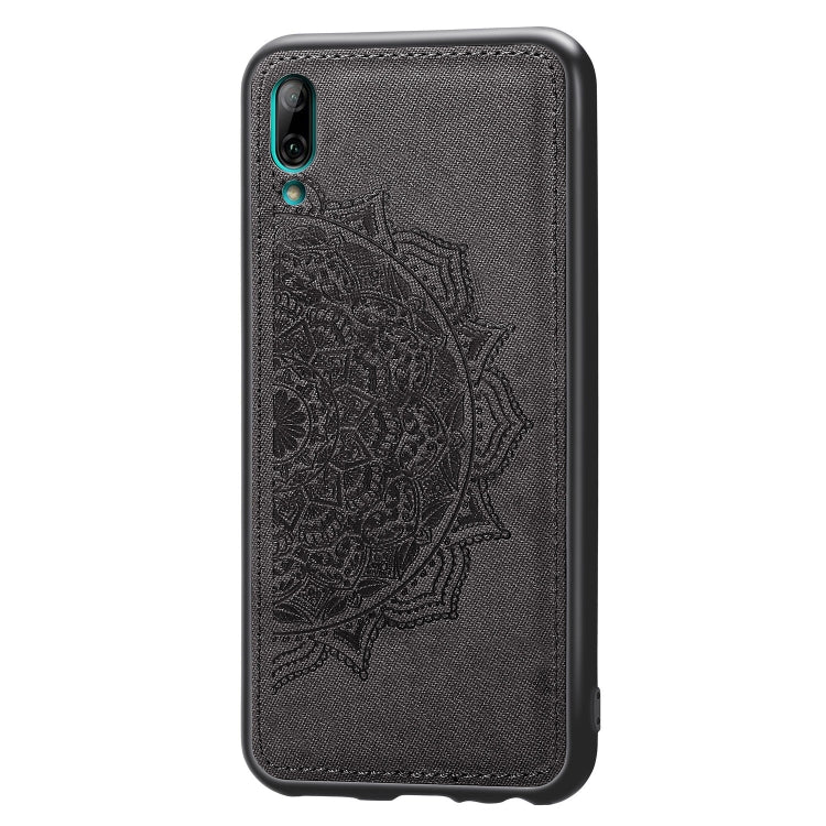 Embossed Mandala Pattern Magnetic PC + TPU + Fabric Shockproof Case for Huawei Y7 (2019) without Fingerprint Hole