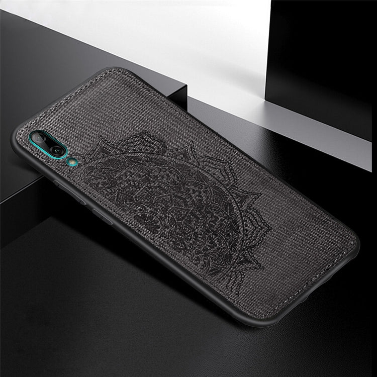 Embossed Mandala Pattern Magnetic PC + TPU + Fabric Shockproof Case for Huawei Y7 (2019) without Fingerprint Hole