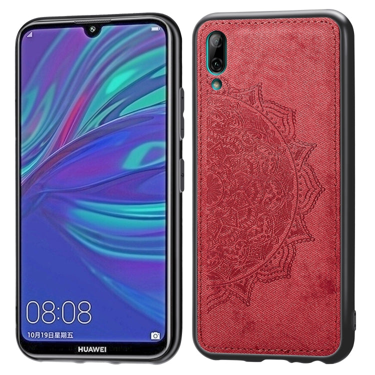 Embossed Mandala Pattern Magnetic PC + TPU + Fabric Shockproof Case for Huawei Y7 (2019) without Fingerprint Hole