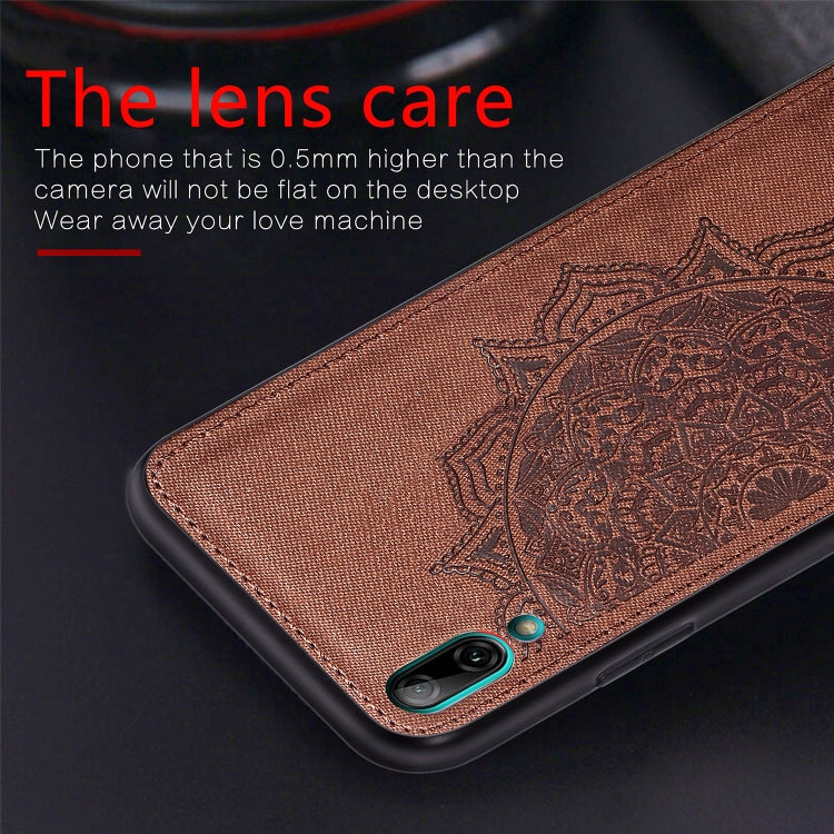 Embossed Mandala Pattern Magnetic PC + TPU + Fabric Shockproof Case for Huawei Y7 (2019) without Fingerprint Hole