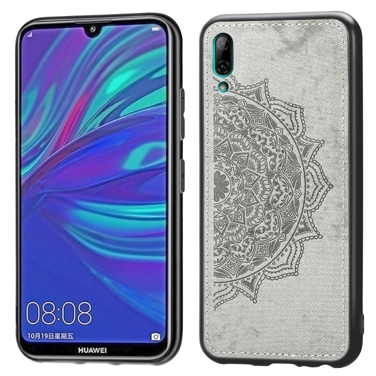 Embossed Mandala Pattern Magnetic PC + TPU + Fabric Shockproof Case for Huawei Y7 (2019) without Fingerprint Hole