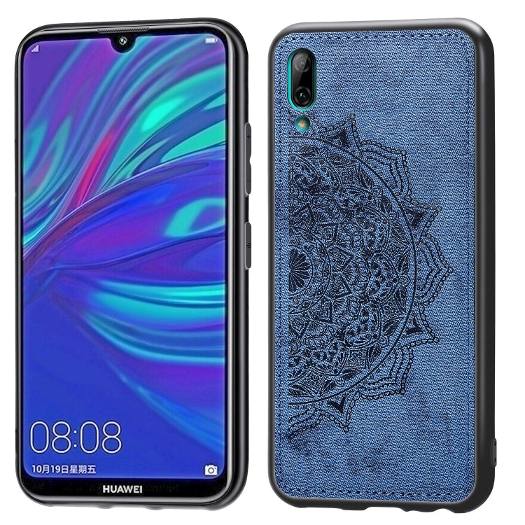 Embossed Mandala Pattern Magnetic PC + TPU + Fabric Shockproof Case for Huawei Y7 (2019) without Fingerprint Hole